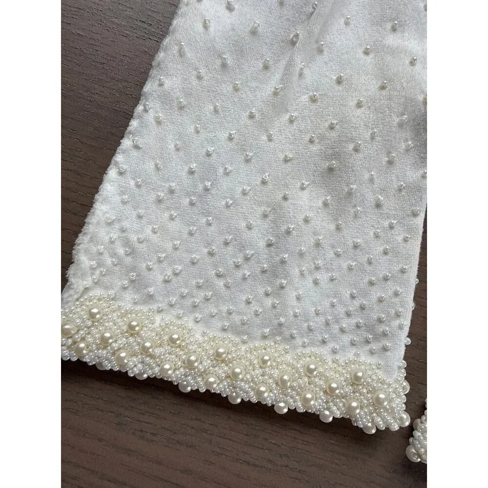 Vintage Cotton Gloves 60s set of 3 pair Pearl, Eyelet, Stripe Size Small